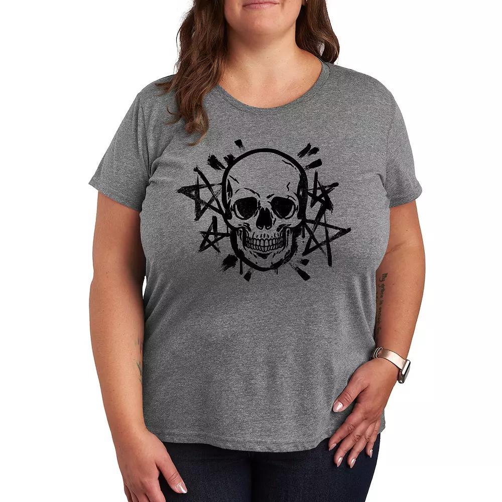 Plus Cat Outlines Graphic Tee, Womens Grey Dark Red Product Image