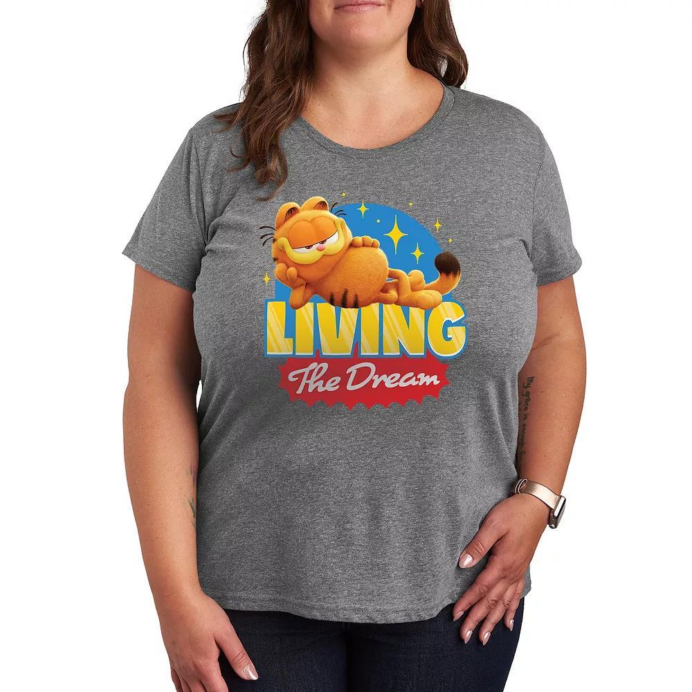 Plus The Garfield Movie Living The Dream Graphic Tee, Womens Grey Gray Product Image