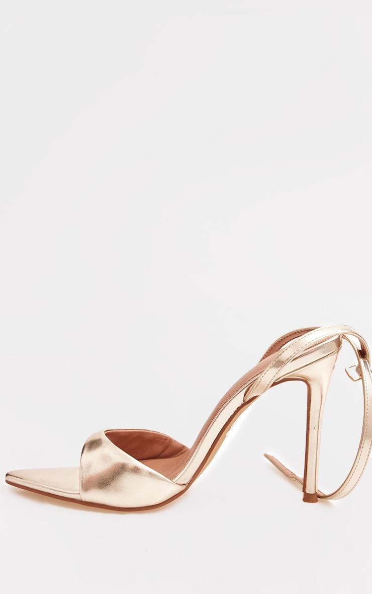 Gold PU Point Toe High Stiletto Heeled Sandals Product Image