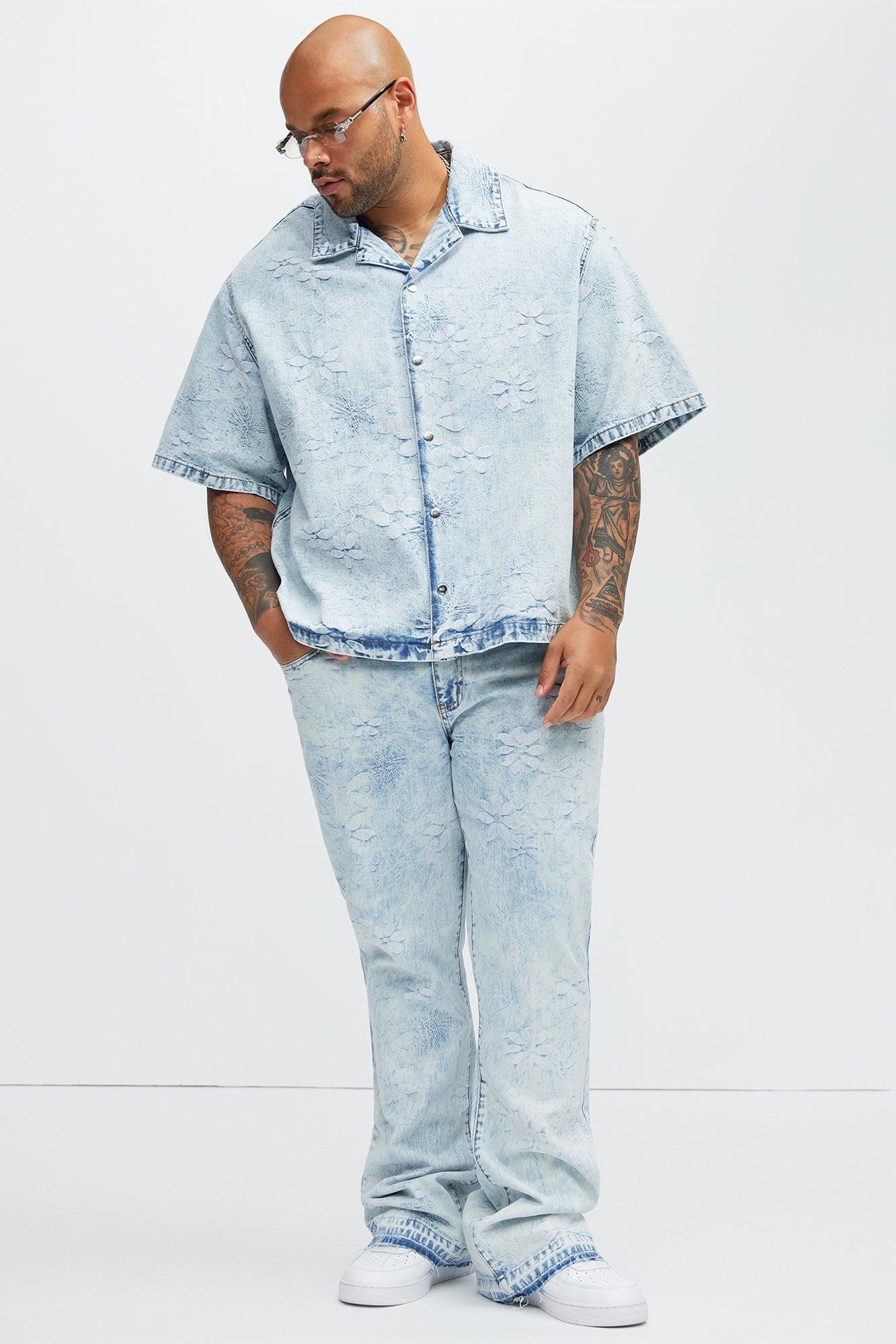 Kenneth Stacked Slim Flare Jeans - Light Blue Wash Product Image
