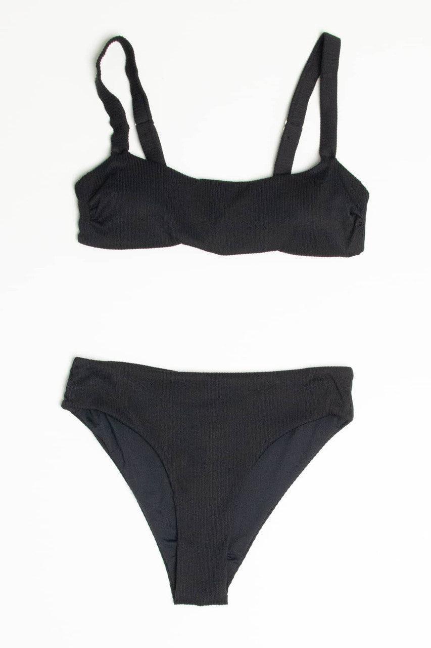 Black Ribbed Bikini Bottom Product Image