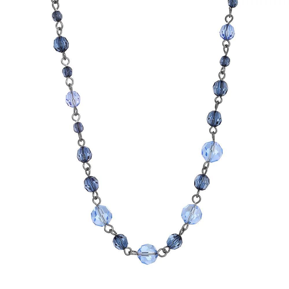 1928 Black Tone Chain & Blue Bead Necklace, Womens Product Image