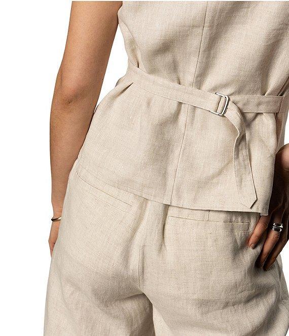 Sanctuary Outsmart Linen Blend Square Neck Sleeveless Button Front Vest Product Image
