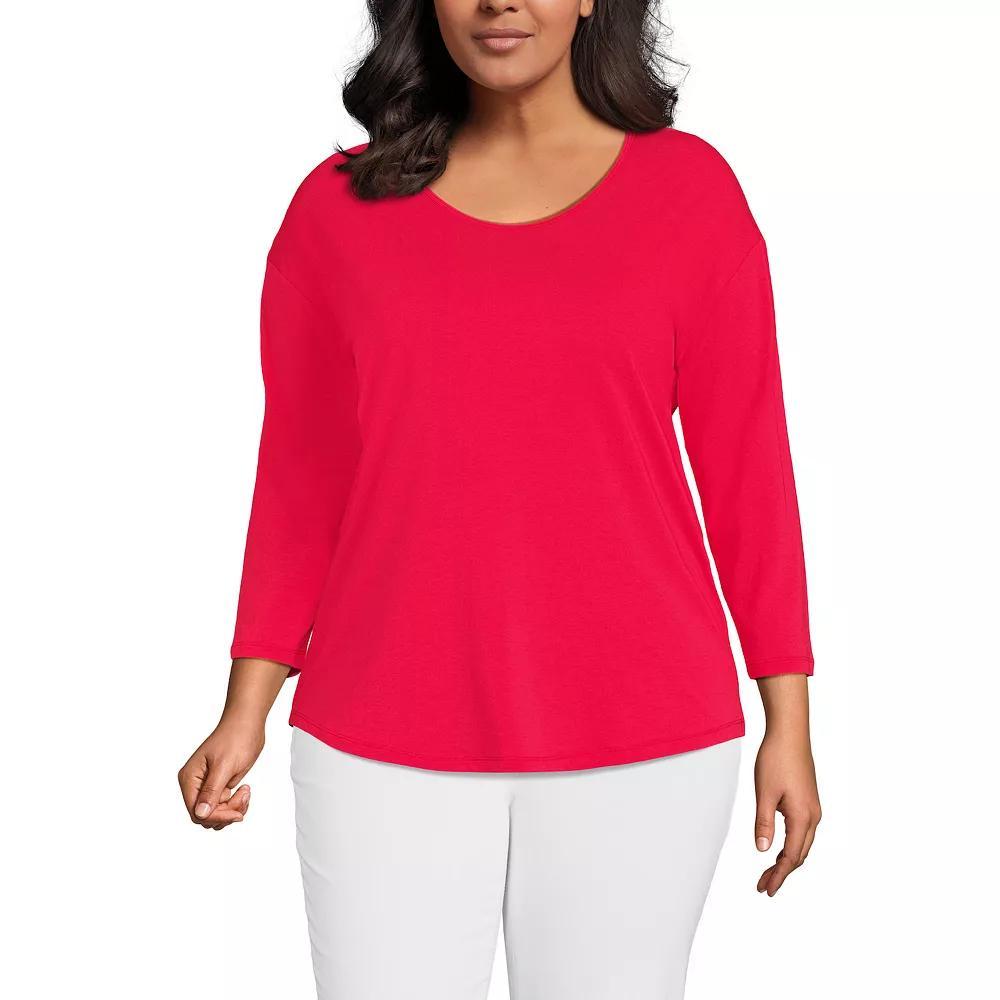 Plus Size Lands' End 3/4 Sleeve Lightweight Jersey Tunic, Women's, Size: 2XL, Pink Rouge Product Image