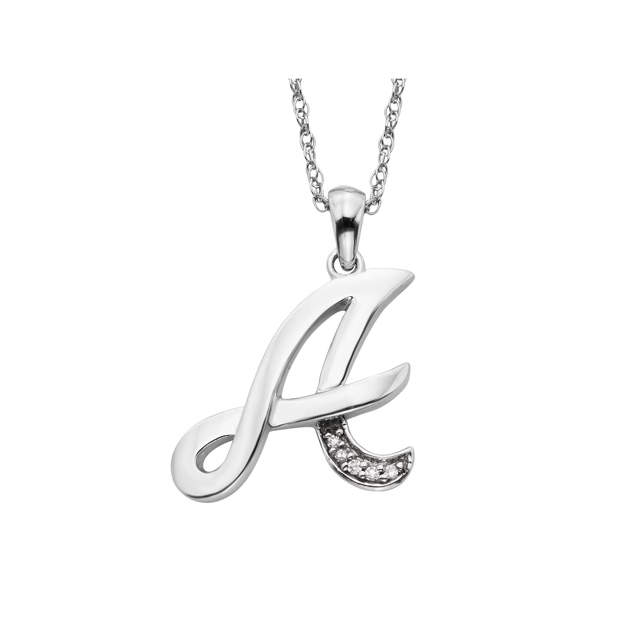 Sterling Silver Diamond Accent Initial Pendant, Womens Product Image
