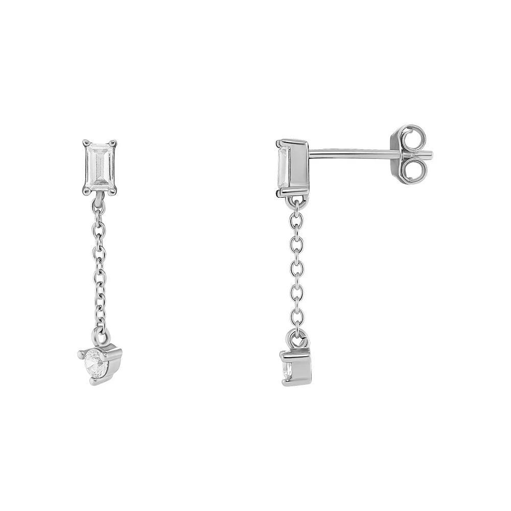 PRIMROSE Sterling Silver Cubic Zirconia Chain Drop Earrings, Women's, Sterling Silver White Product Image