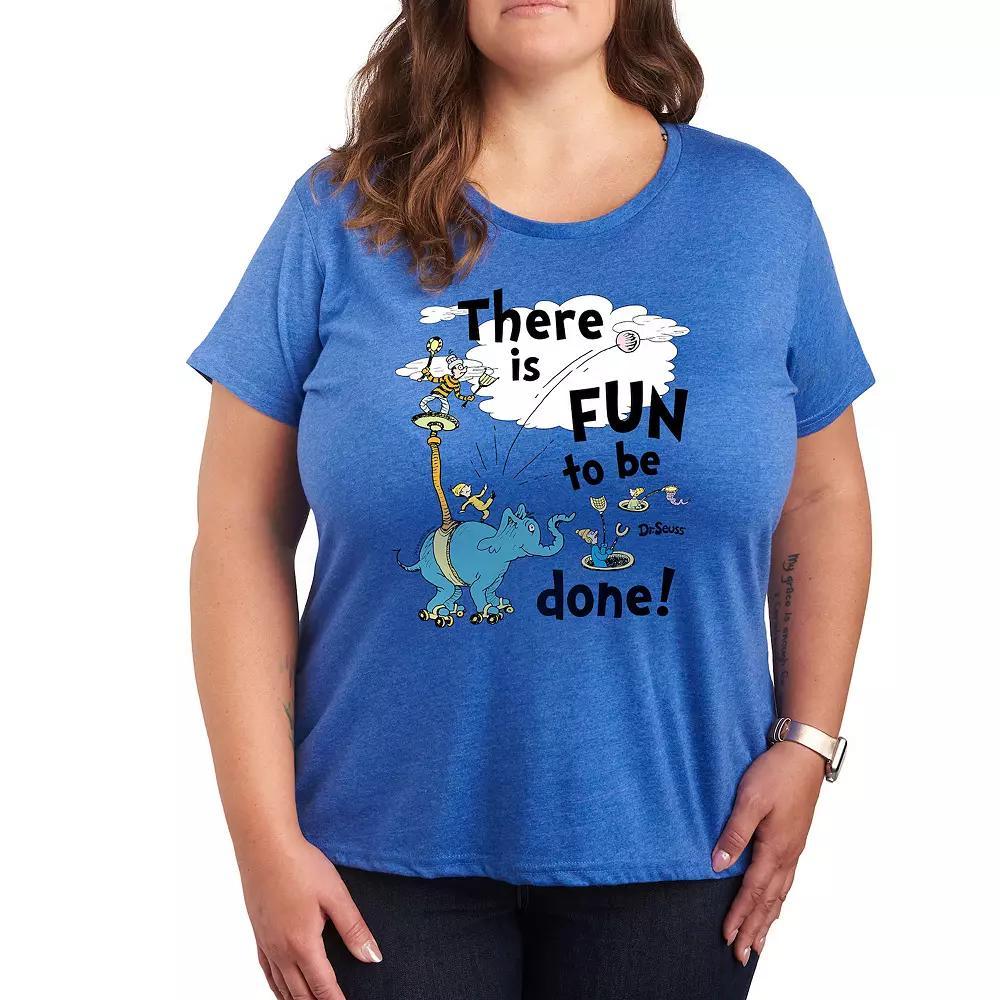Plus Dr. Seuss Fun To Be Done Graphic Tee, Womens Grey Royal Blue Product Image