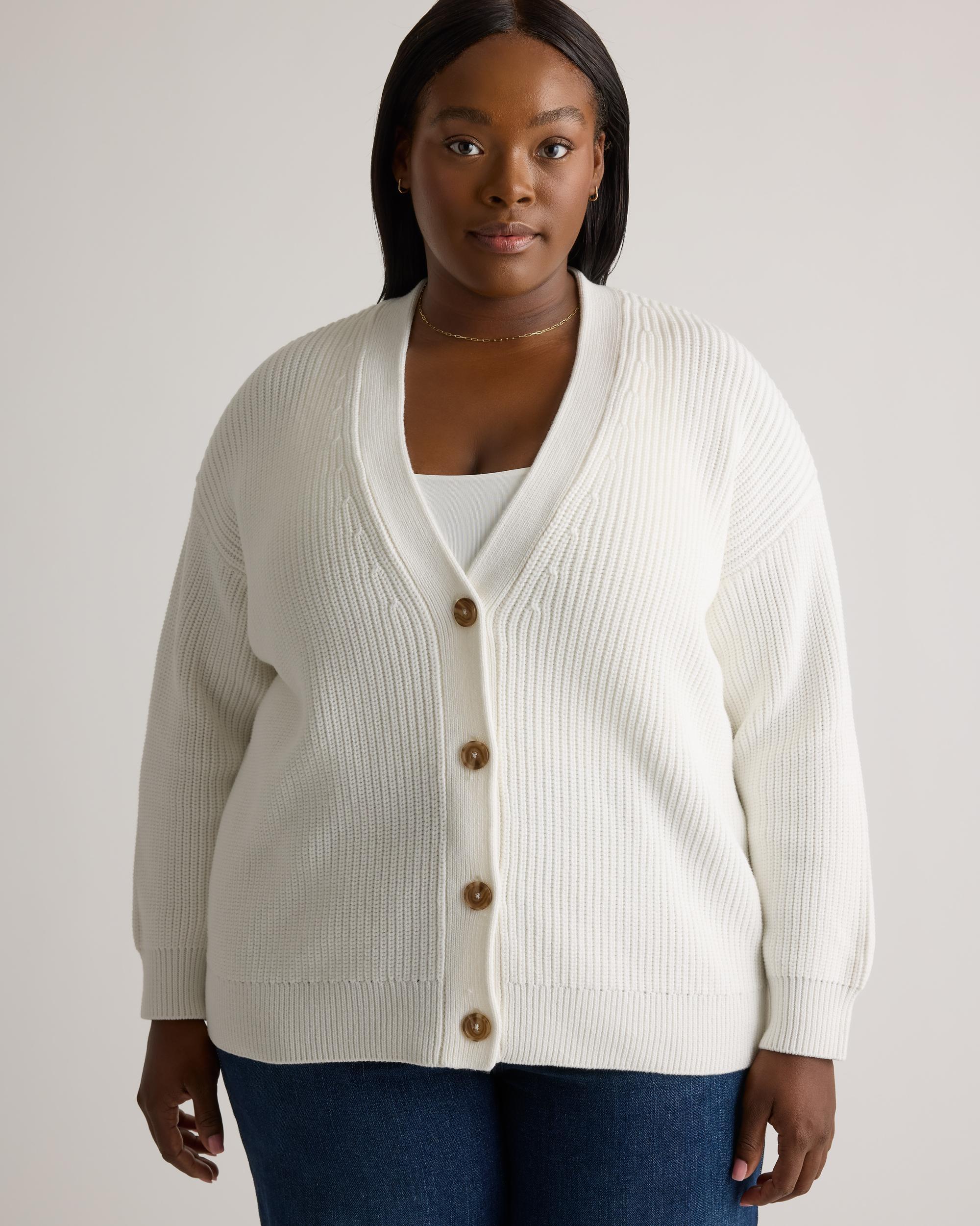 Quince | Women's OverSized Boyfriend Cardigan Sweater Organic Cotton Product Image