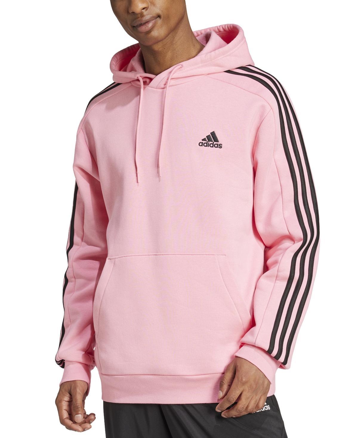 Mens adidas Essentials Fleece 3-Stripes Hoodie Medium Gray Grey Product Image