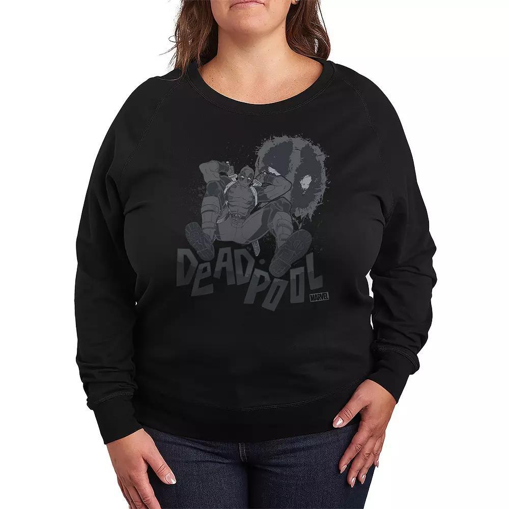Plus Size Marvel Deadpool Monochrome French Terry Long Sleeve Tee, Womens Product Image
