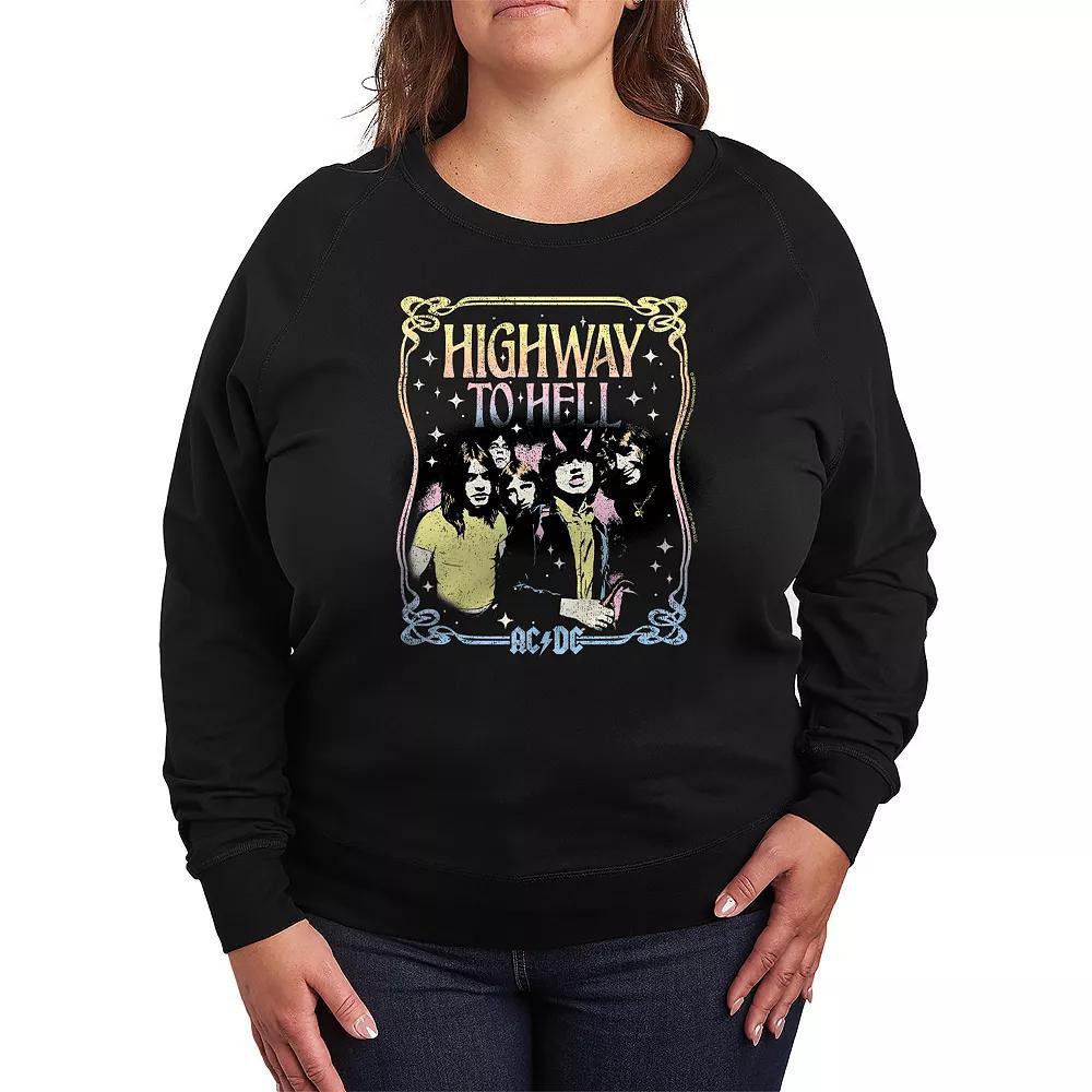 Plus Size ACDC Highway To Hell French Terry Long Sleeve Tee, Womens Product Image