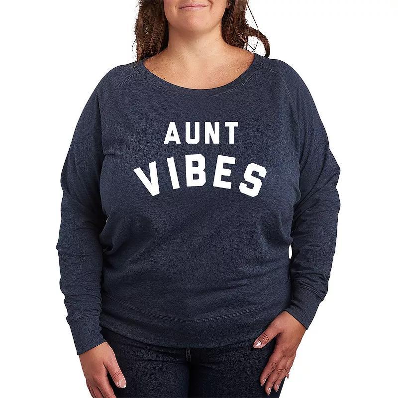 Plus Size Barbie Dollhouse Logo French Terry Long Sleeve Tee, Womens Grey Indigo Product Image