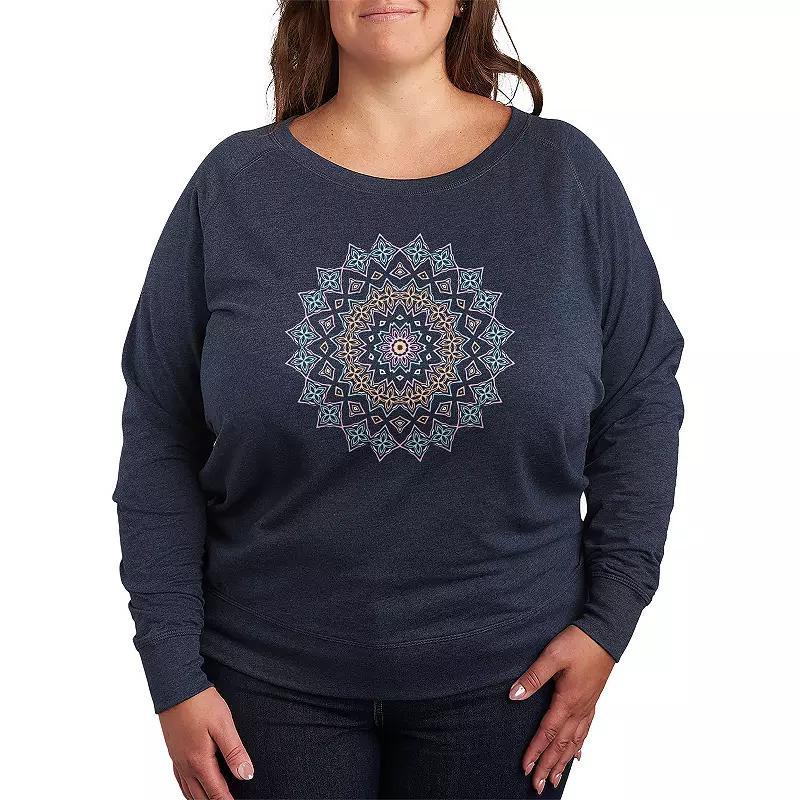 Plus Size Black Cat Pumpkin Nap French Terry Long Sleeve Tee, Women's, Size: 1XL, Heather Grey Product Image