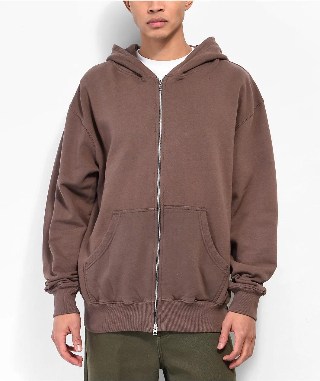 Shaka Wear Garment Dye Mocha Heavyweight Double Zip Hoodie Product Image