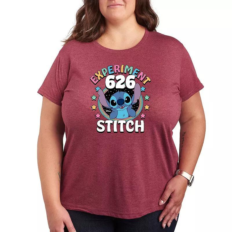 Disneys Lilo & Stitch Plus Experiment 626 Graphic Tee, Womens Grey Dark Red Product Image