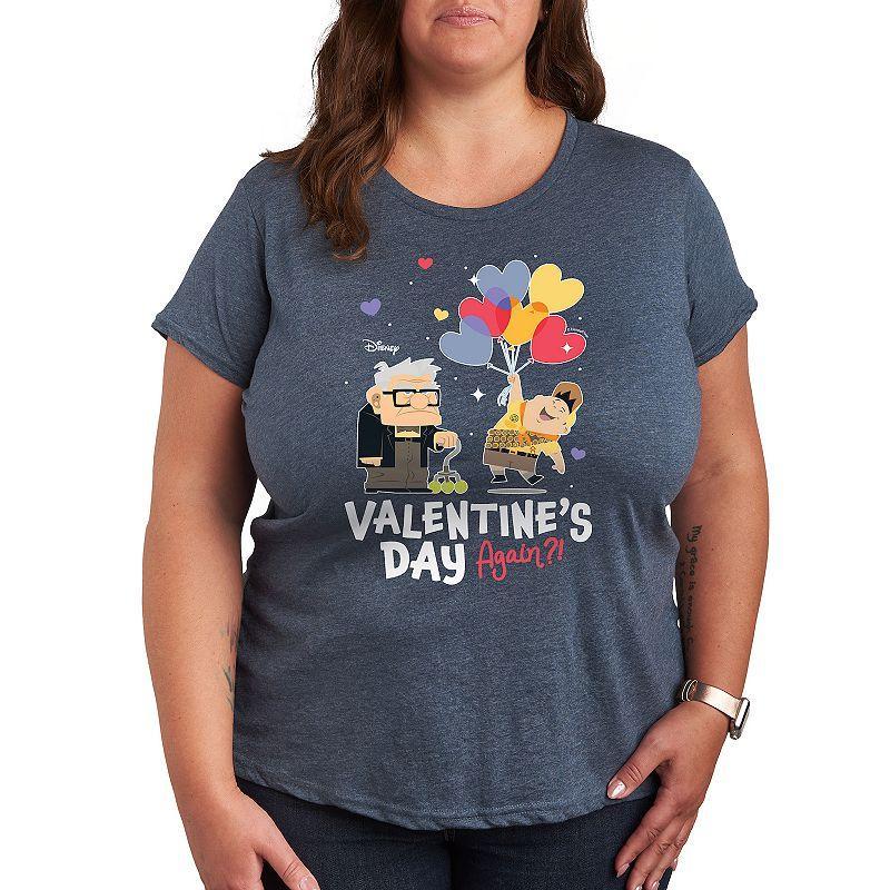Disney / Pixars Up Plus Valentines Day Again Graphic Tee, Womens Heather Grey Product Image