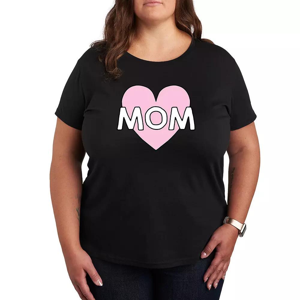 Plus Mom Heart Graphic Tee, Womens Grey Gray Product Image
