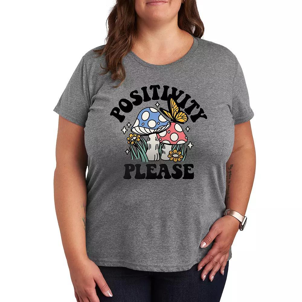 Women's Positivity Please Graphic Tee, Girl's, Size: XXL, Grey Gray Product Image