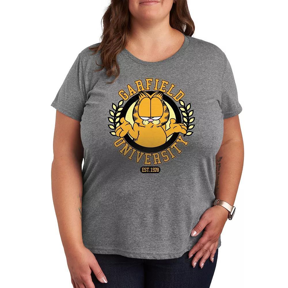 Plus Peanuts Woodstock Smell The Flowers Graphic Tee, Womens Grey Gray Product Image