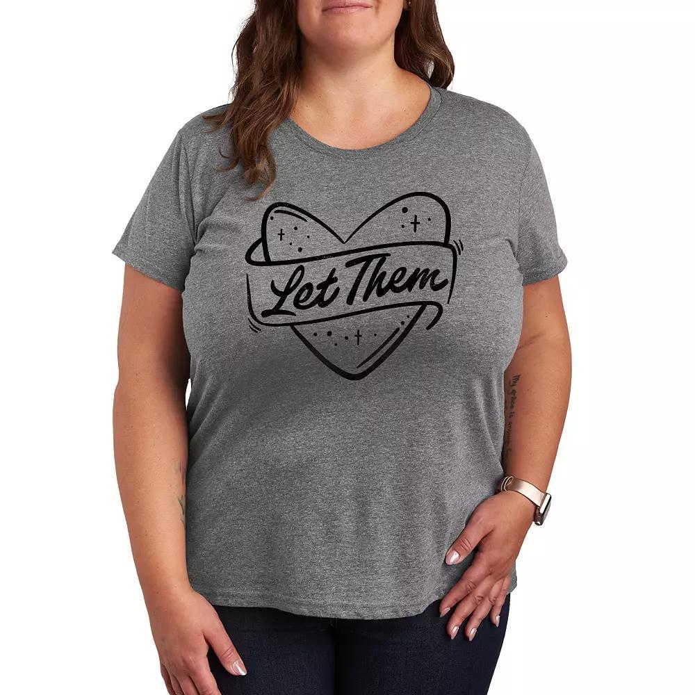 Plus Size Let Them Graphic Tee, Womens Grey Gray Product Image