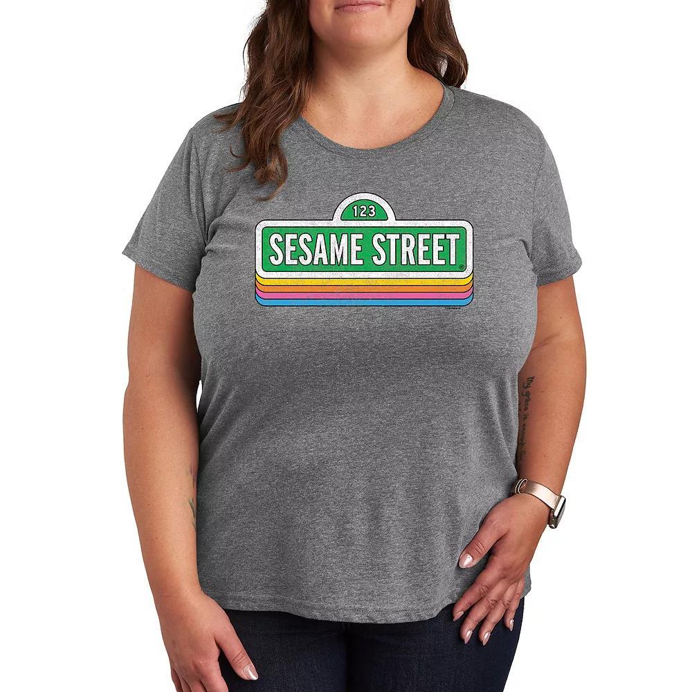 Plus Stacked Books Graphic Tee, Womens Grey Dark Red Product Image