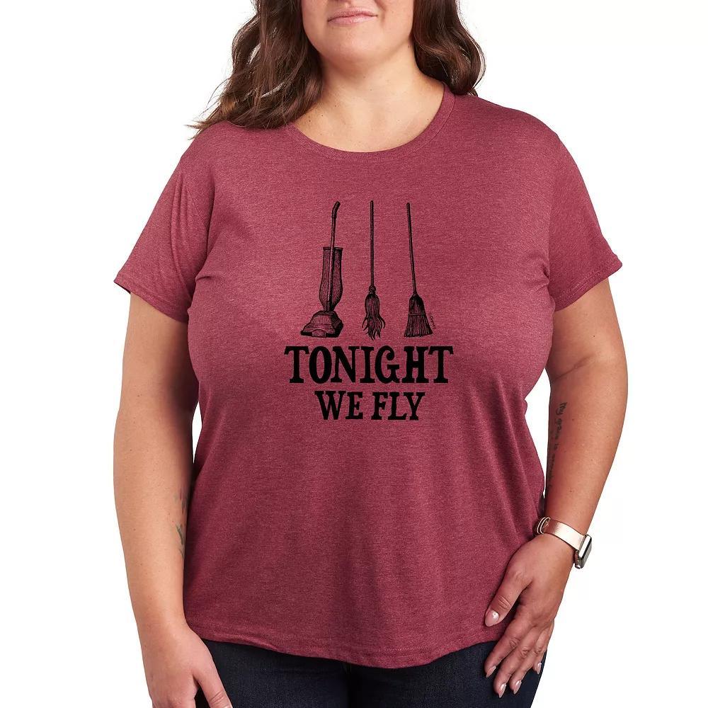 Disney's Hocus Pocus Plus Size Tonight We Fly Graphic Tee, Women's, Size: 1XL, White Product Image