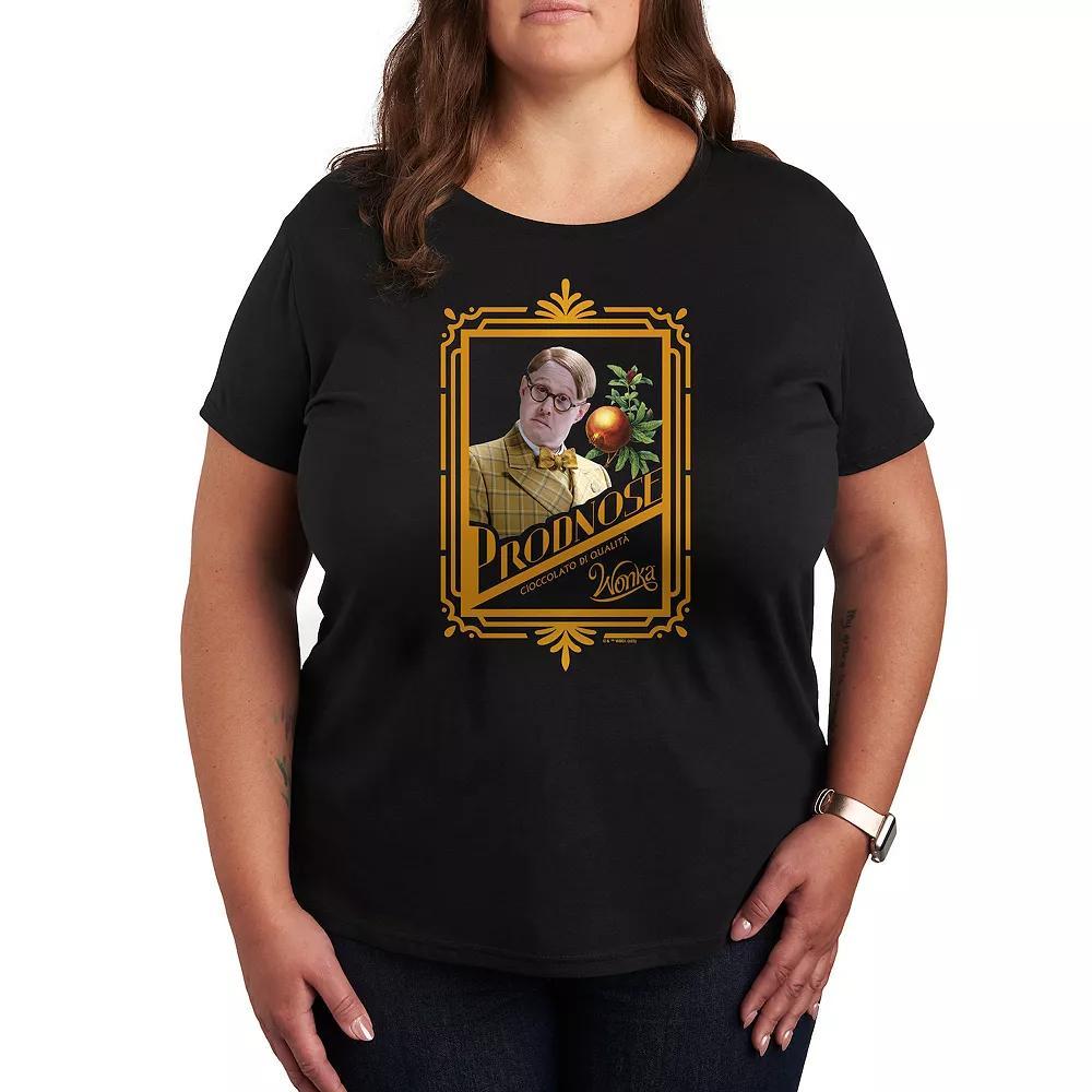 Plus Wonka Prodnose Graphic Tee, Womens Heather Grey Product Image