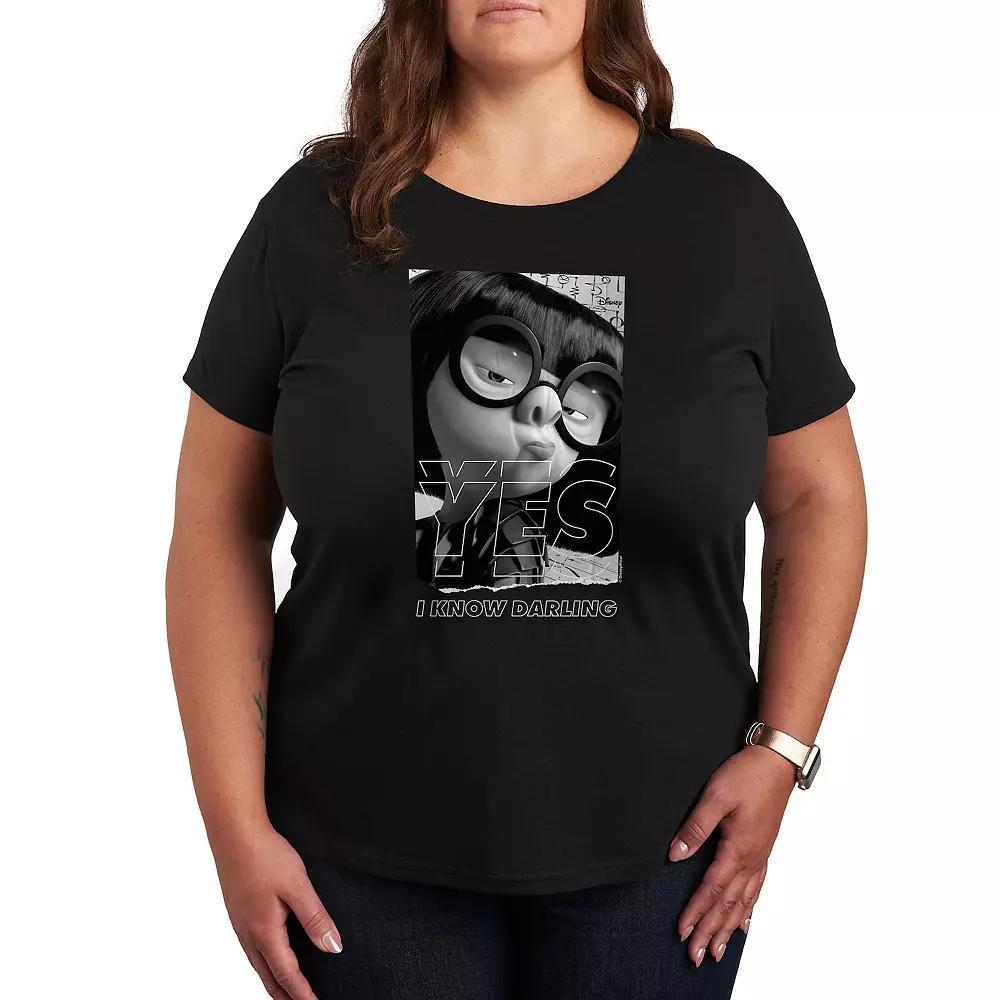 Disney / Pixars The Incredibles Edna Plus Yes Darling Graphic Tee, Womens Grey Red Product Image