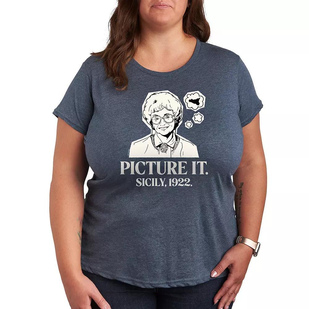 Womens Golden Girls Sophia Picture It Sicily Graphic Tee, Girls Grey Blue Product Image
