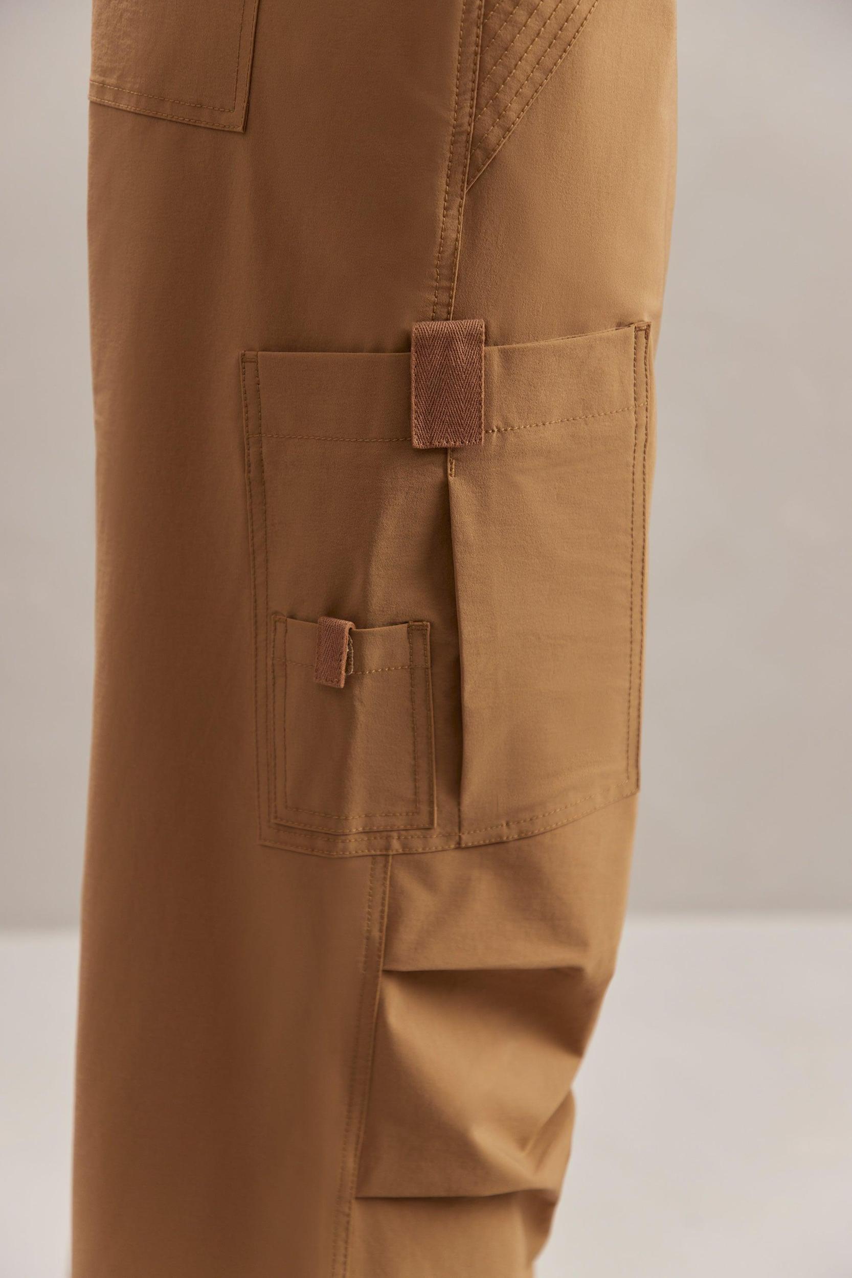 Wide Leg Cargo Trousers in Tan Product Image