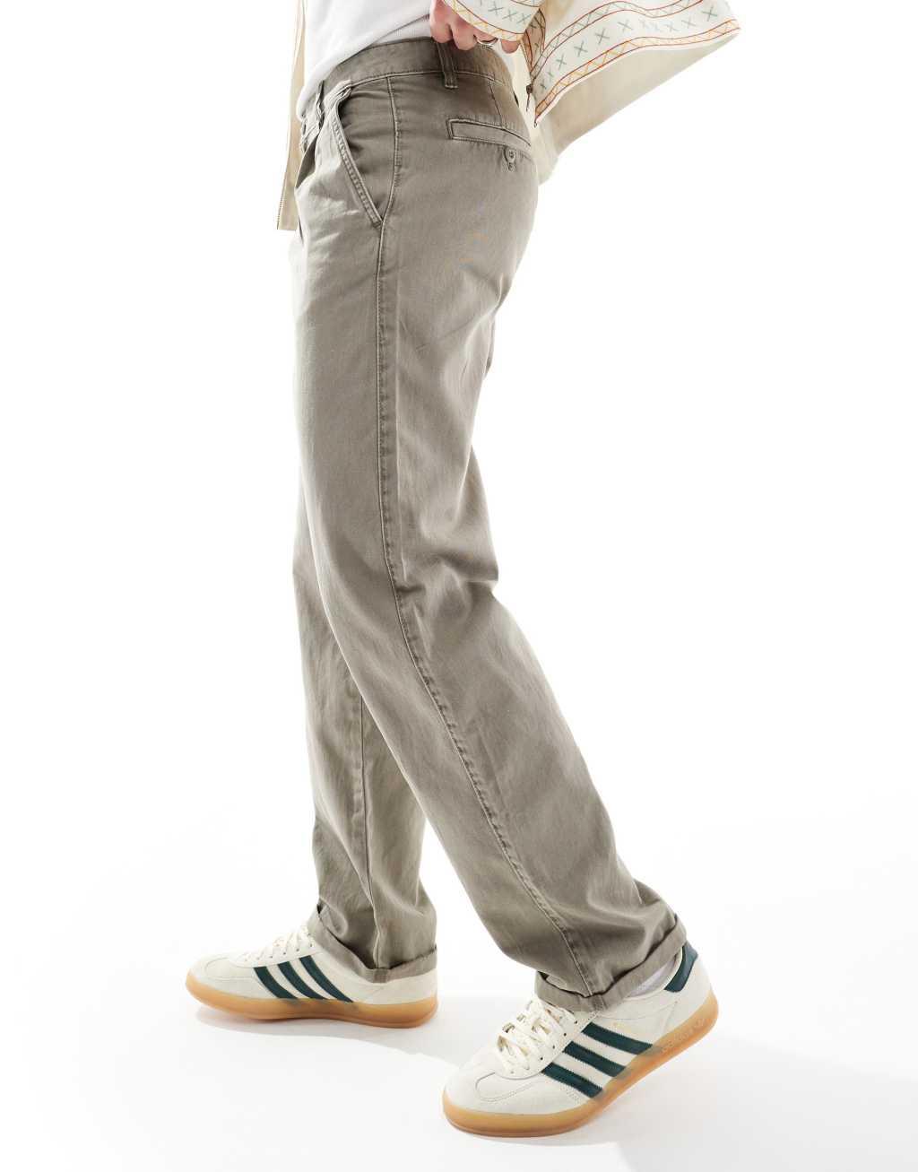 ASOS DESIGN relaxed chino pants in washed gray Product Image