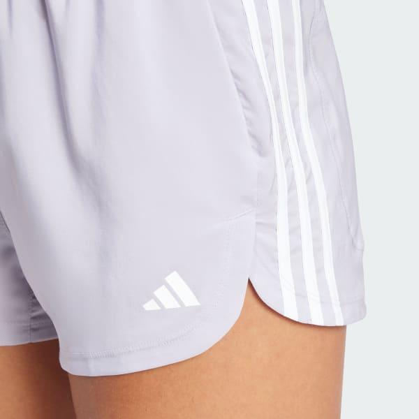 adidas Pacer Training 3-Stripes Woven High-Rise Shorts Aurora Ruby S 3 Womens Product Image