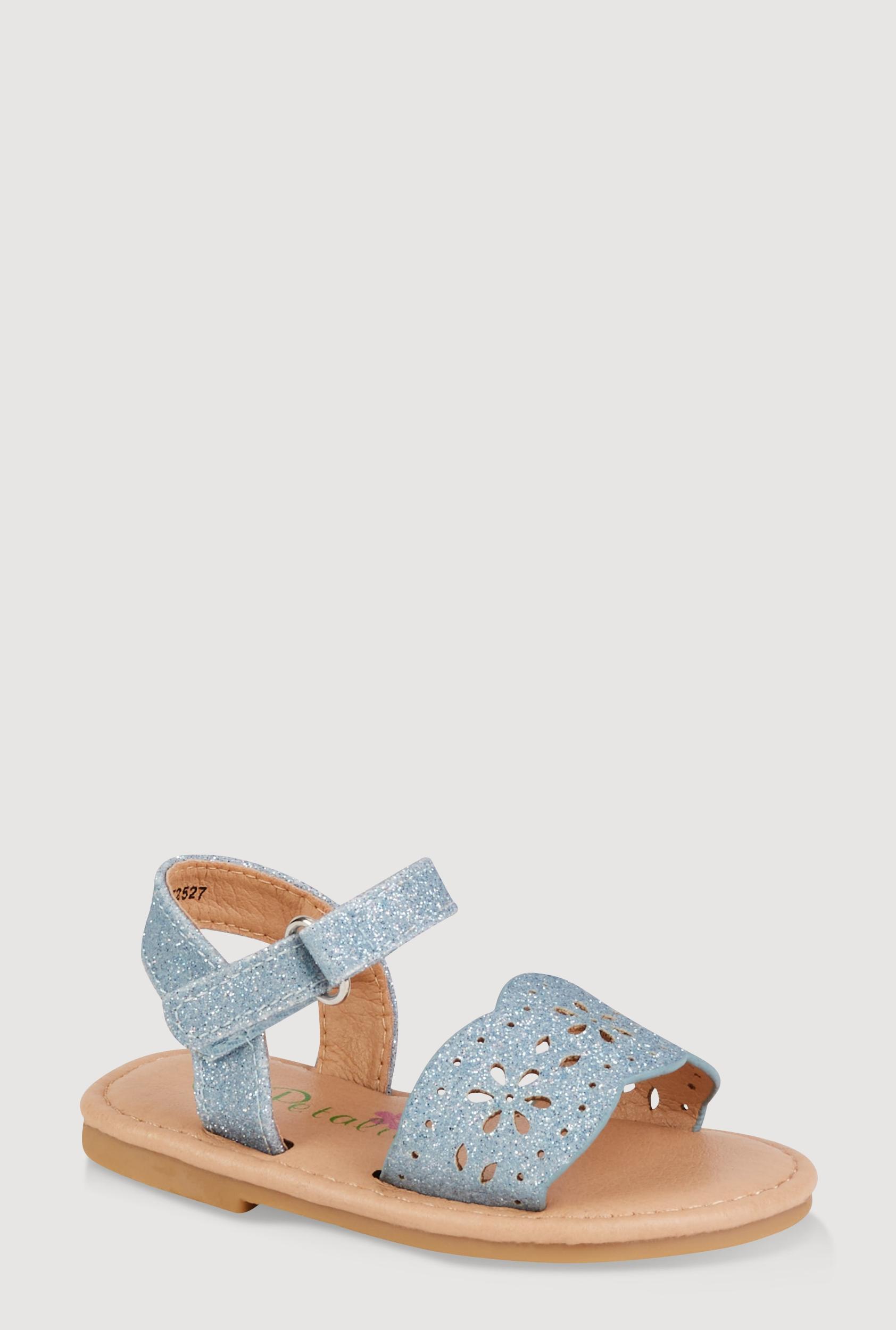 Womens Toddler Girls Laser Cut Flower Glitter Band Sandals Product Image