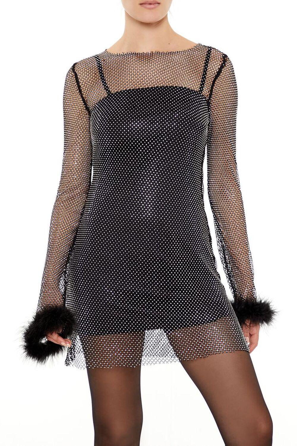 Netted Rhinestone Combo Dress | Forever 21 Product Image
