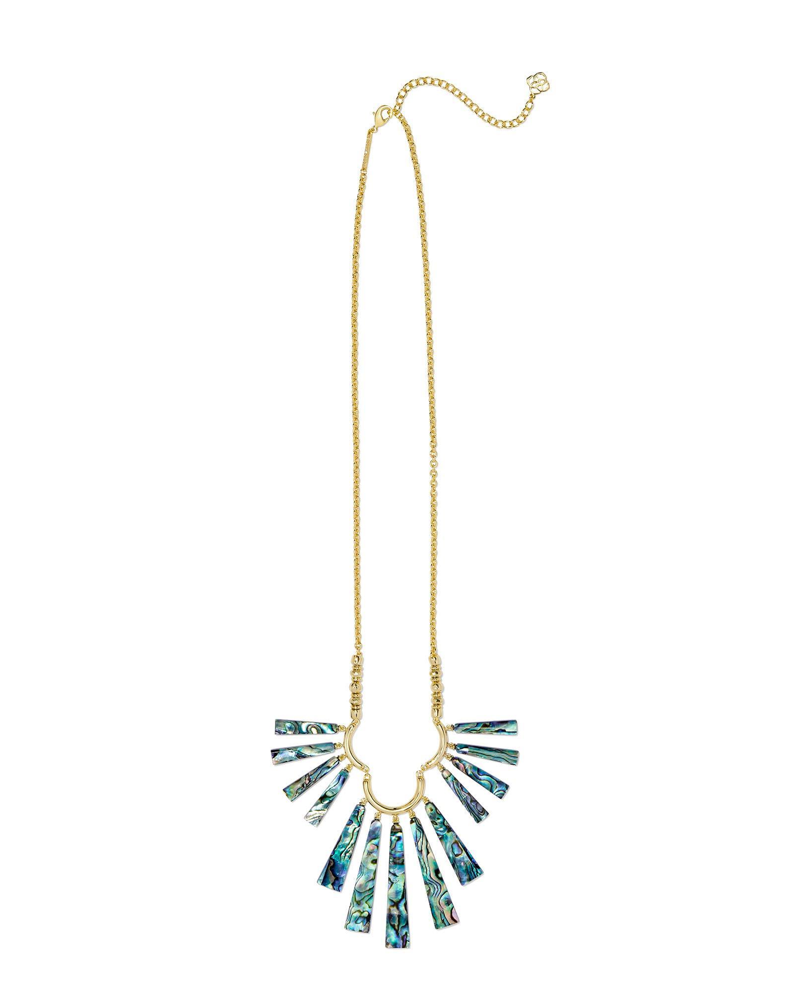 Layton Gold Long Statement Necklace in Abalone Shell Product Image