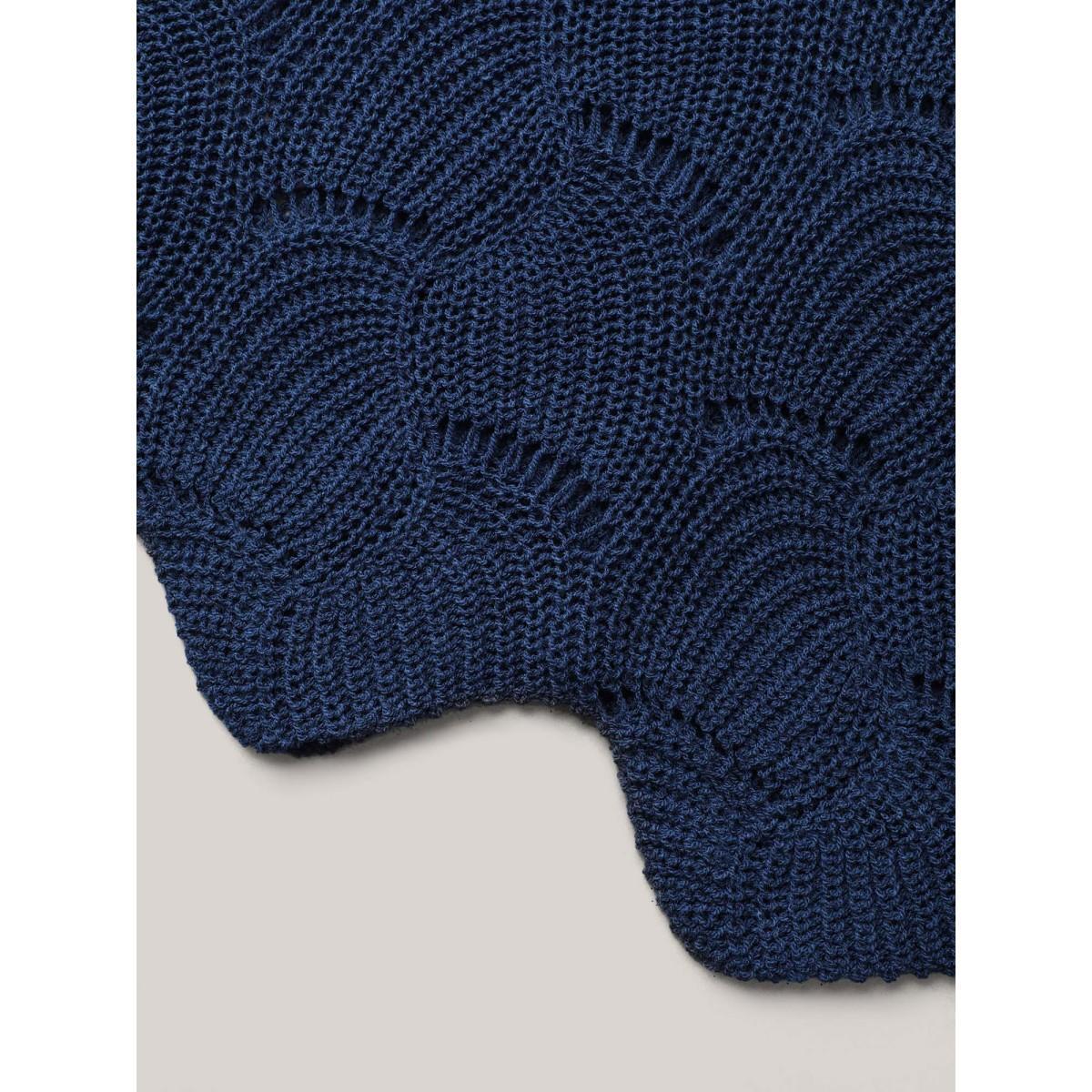 Plus Size Cut-Out Solid V-Neck Swimsuit Coverup Women's Swimwear Indigo Beach Loose Texture Curve Swim Cover Ups BloomChic 22-24/3X Product Image