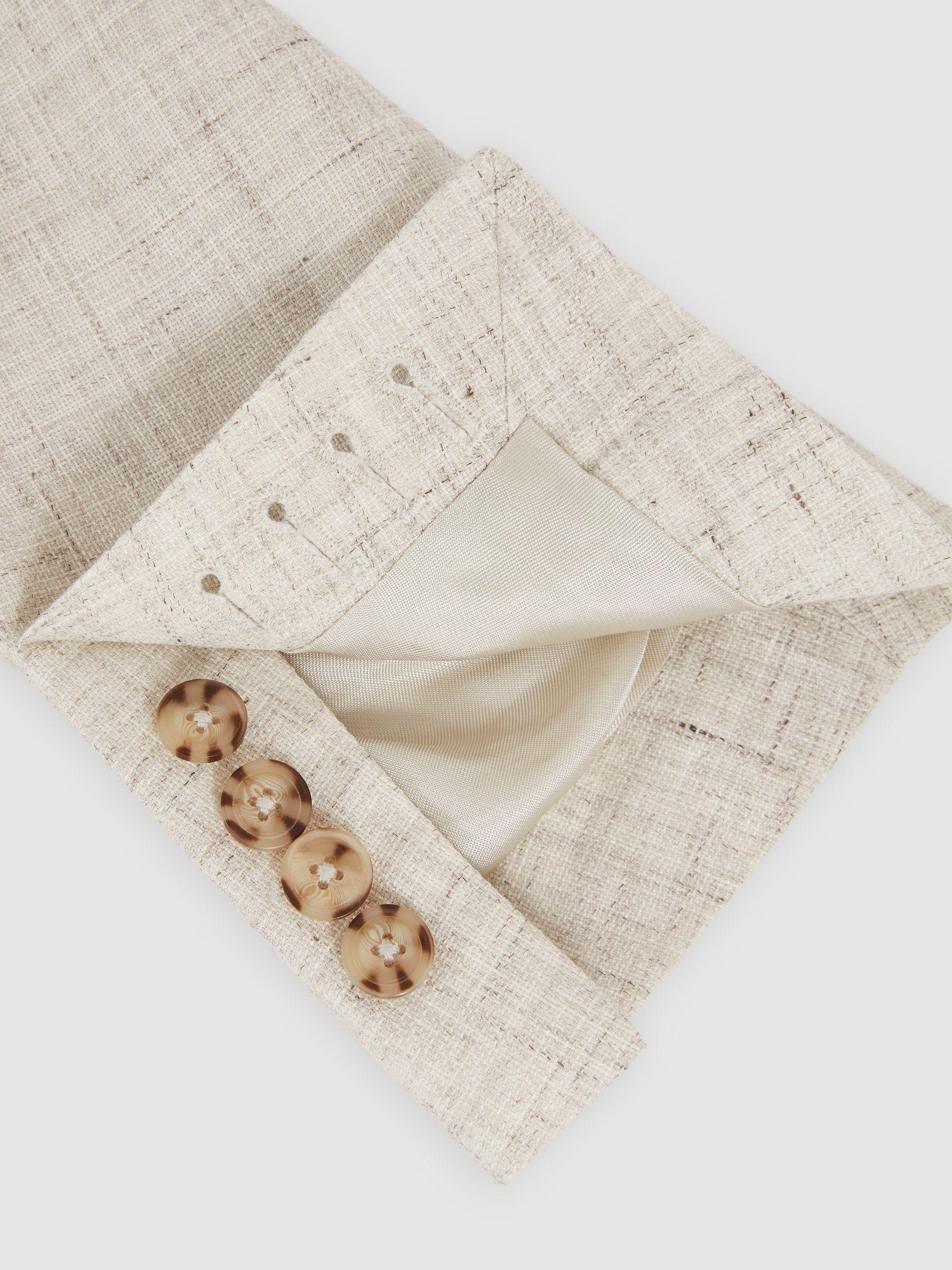 Slim-Fit Pinstripe Suit Trousers in Oatmeal/White Product Image