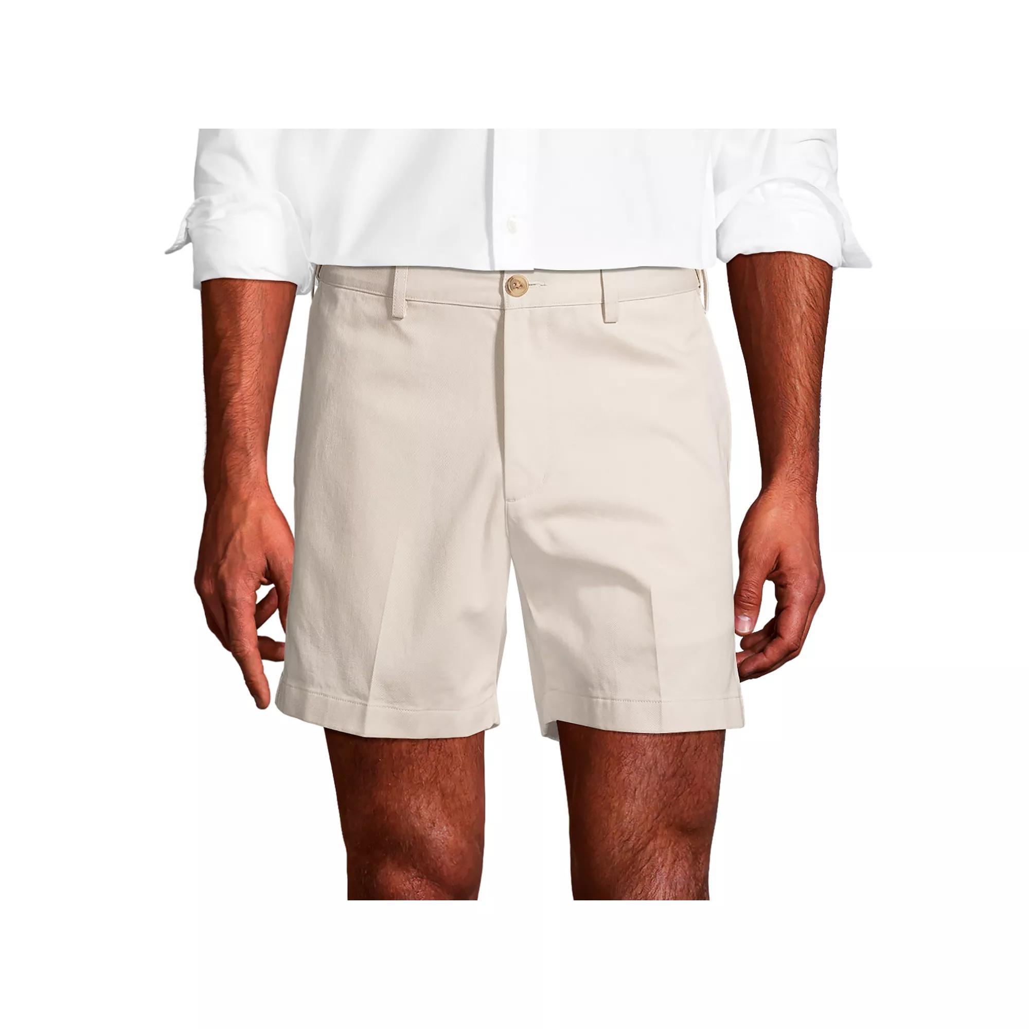 Men's Lands' End Comfort Waist 6-inch No-Iron Chino Shorts, Size: 36, Light Grey Product Image