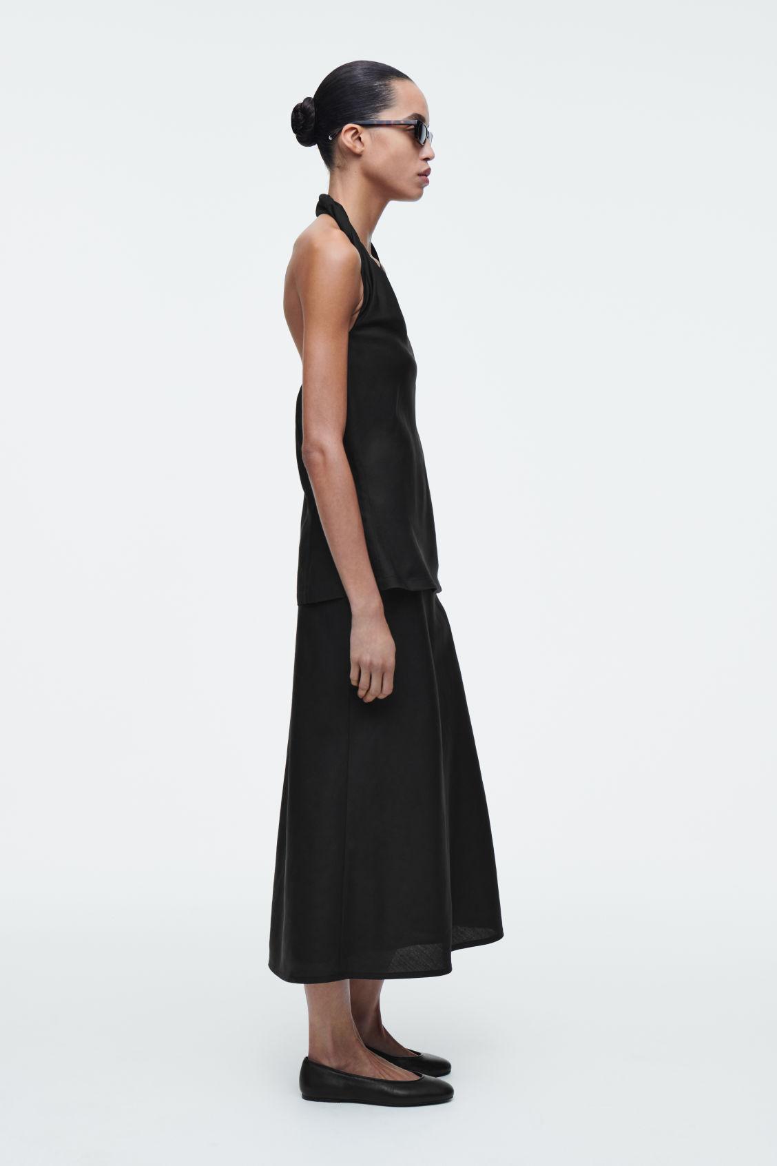 LINEN-BLEND MIDI COLUMN SKIRT Product Image