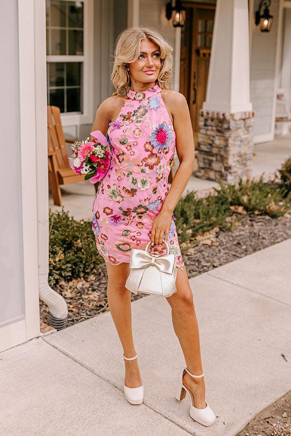 Exclusive Party Embroidered Mini Dress In Pink Product Image
