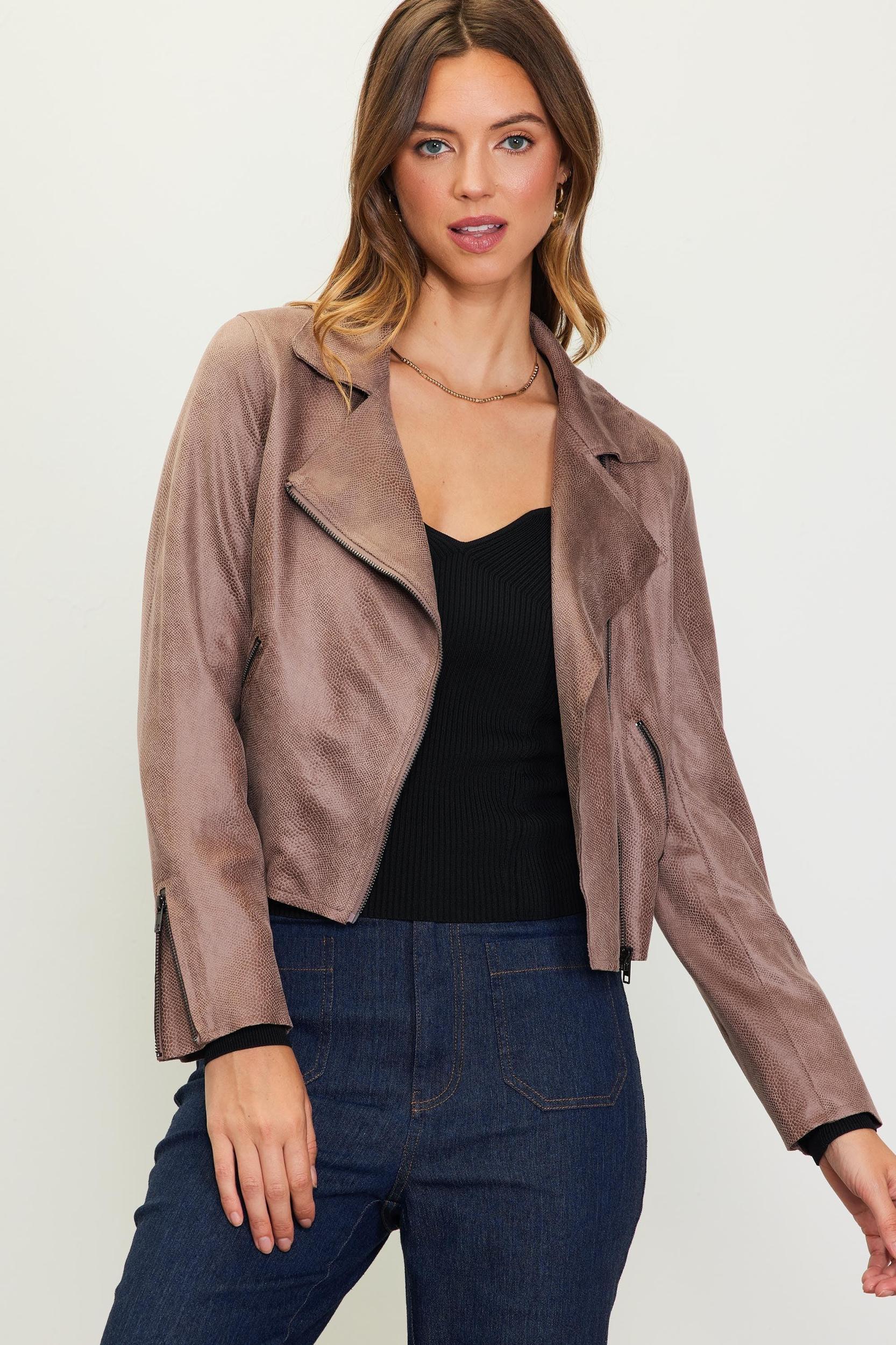 Faux Suede Biker Jacket Product Image