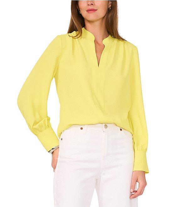 Vince Camuto Cuffed Long Sleeve V Neckline Blouse Product Image