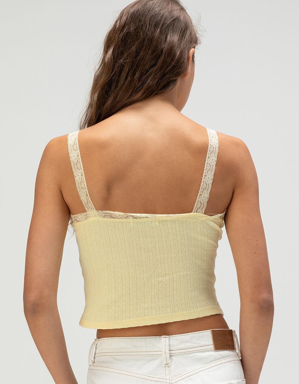 RSQ Womens Lace Trim Cami - YELLOW Product Image