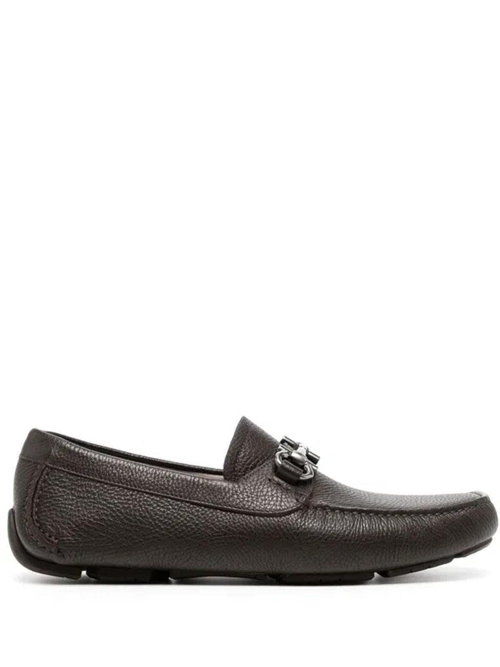 FERRAGAMO Navy Gancini Hook Loafers For Men In Blue Product Image