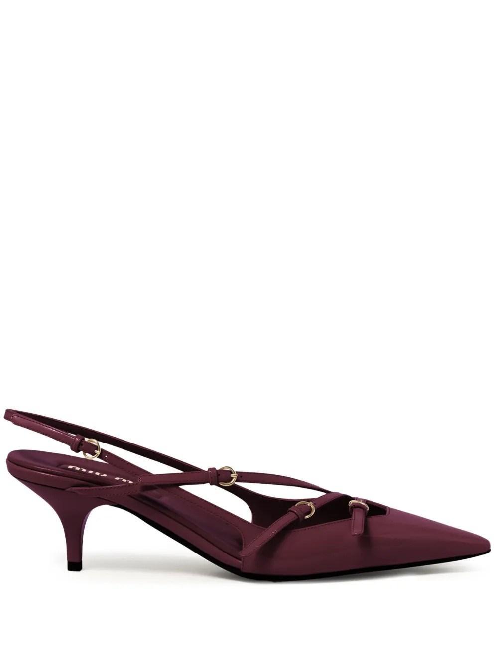 MIU MIU Slingback Deep Purple In Patent Leather With Buckles Women In Burgundy Product Image