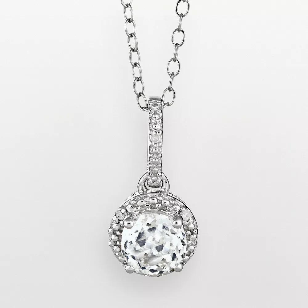 Celebration Gems Sterling Silver Citrine and Diamond Accent Frame Pendant, Women's, Size: 18" Product Image