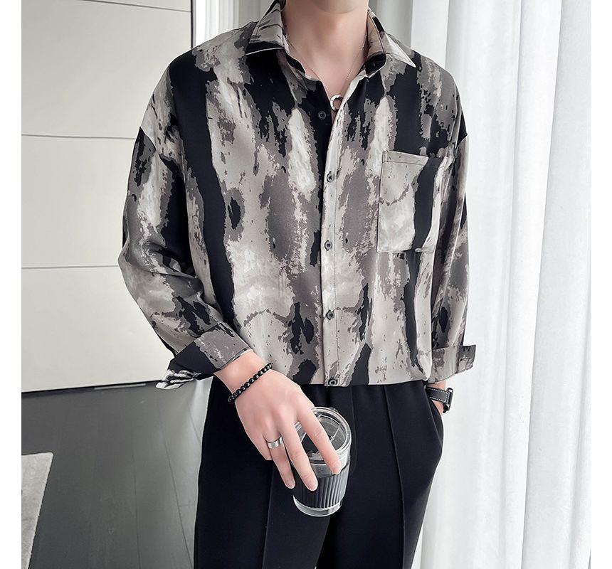 Marble Tie-Dye Print Long-Sleeve Top Product Image