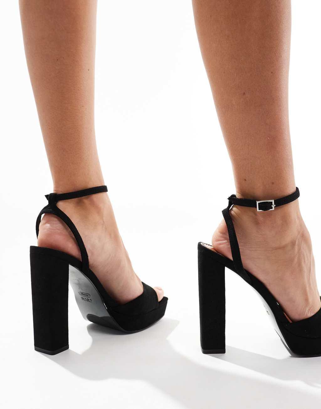 ASOS DESIGN Noun platform barely there block heel sandals Product Image