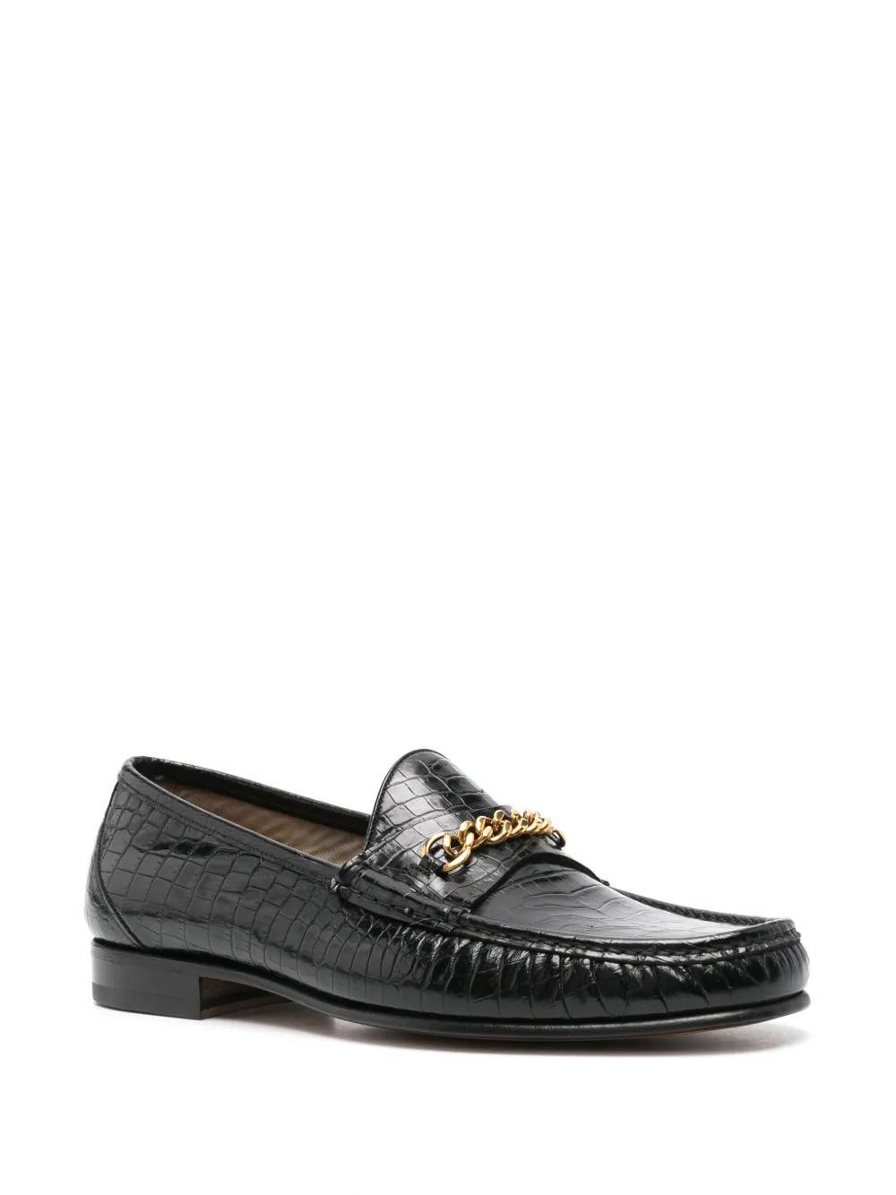 TOM FORD Leather York Chain Loafers In Negro Product Image