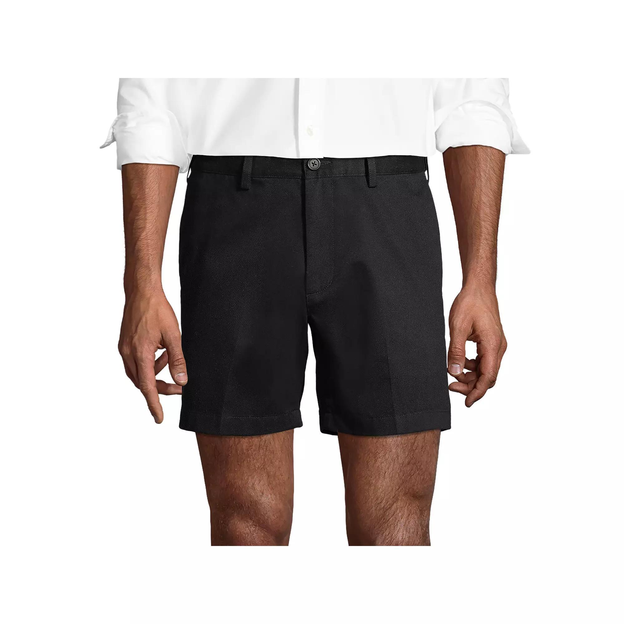 Men's Lands' End Comfort Waist 6-inch No-Iron Chino Shorts, Size: 36, Light Grey Product Image